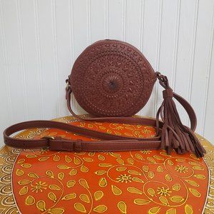Round Leather Crossbody Purse